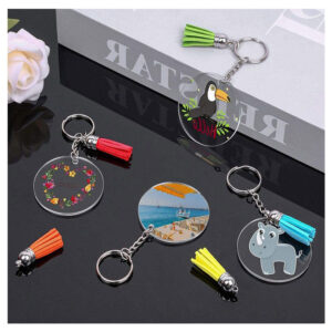 ACRYLIC KEYCHAIN BLANKS TASSEL KEY RING SET FOR DIY