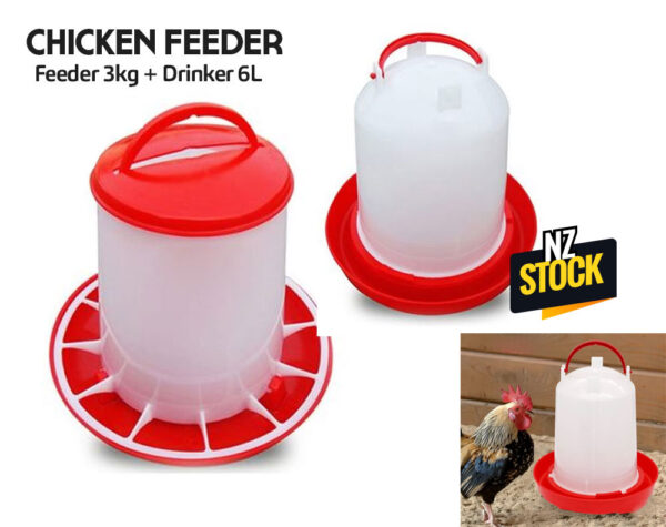 CHICKEN DRINKER 6L & 3KG FEEDER