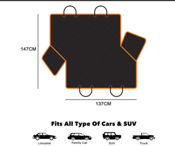 Dog Car Seat Cover Black & Orange 137*147cm