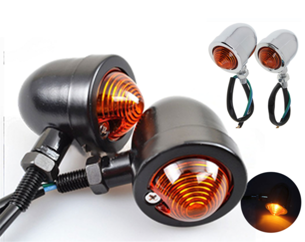 Motorbike Bullet Turn Signal Light Indicator BLK