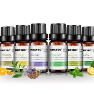 Essential Oil 6 bottle Pack Lavender, Rosemary, Lemongrass, Tea Tree, Peppermi