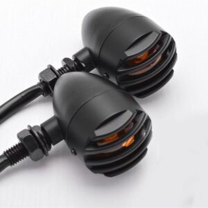 Motorbike Signal Grill Bullet Indicator Amber Light 2x - BLK