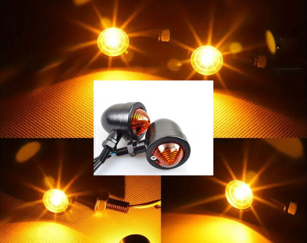 Motorbike Bullet Turn Signal Light Indicator BLK