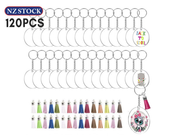 ACRYLIC KEYCHAIN BLANKS TASSEL KEY RING SET FOR DIY